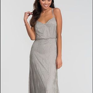 Kleinfeld Long Beaded Bridesmaid Dress in Storm